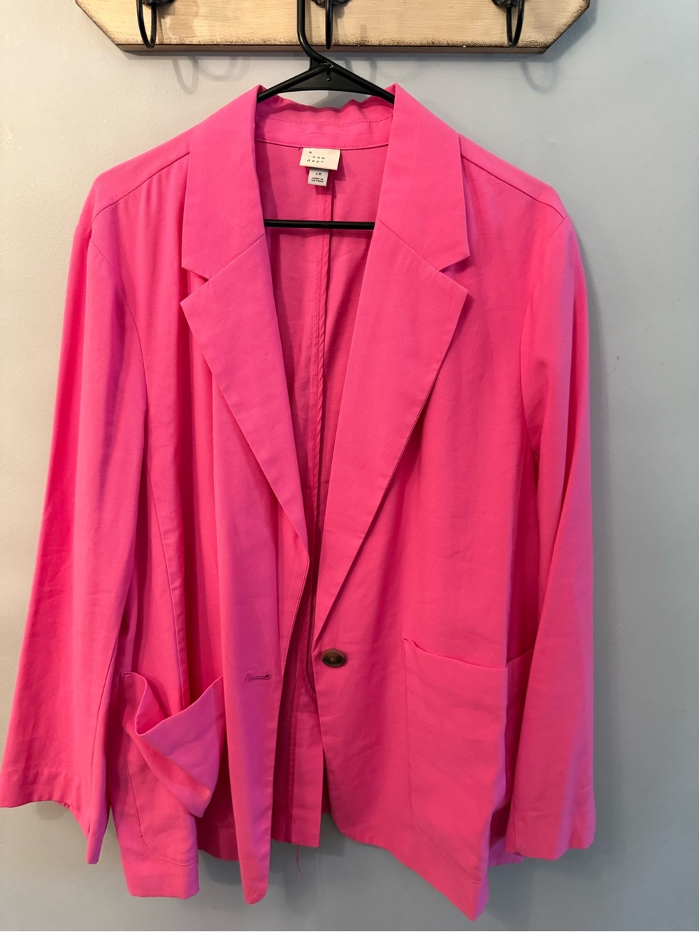 a new day Bright Hot Pink Single-Button Blazer